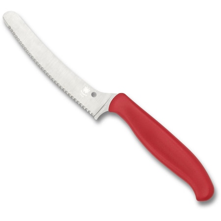 Spyderco 2024 Spyderco Z-Cut Kitchen Knife, Lightweight Red, Serrated Blunt Tip SPY-K13SRD